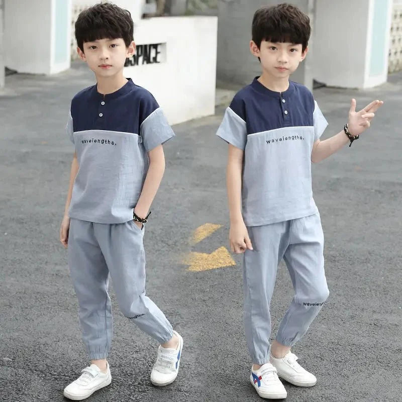 New Summer Boys Clothing Sets Children T-shirt Short Sleeve +Pants Set Two Pieces Set Kids Baby Boys Clothes 6 8 10 Years