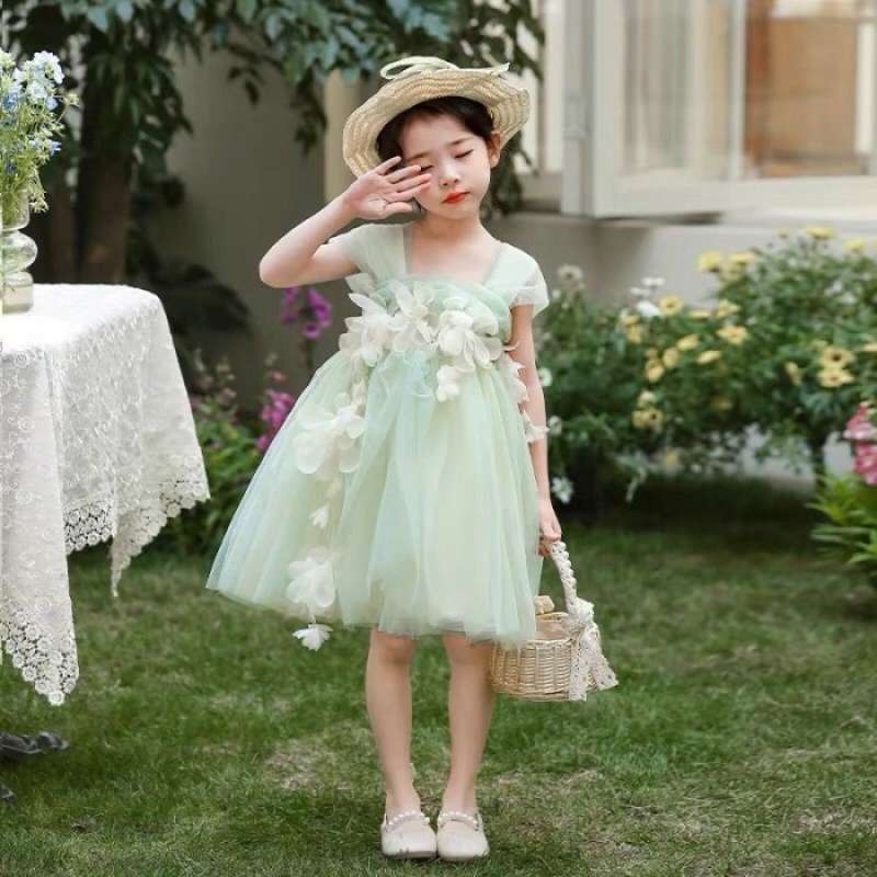 Girls Flower Party Dress – Imported Sleeveless Summer Frock for Kids