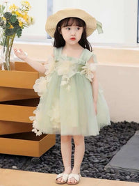 Girls Flower Party Dress – Imported Sleeveless Summer Frock for Kids