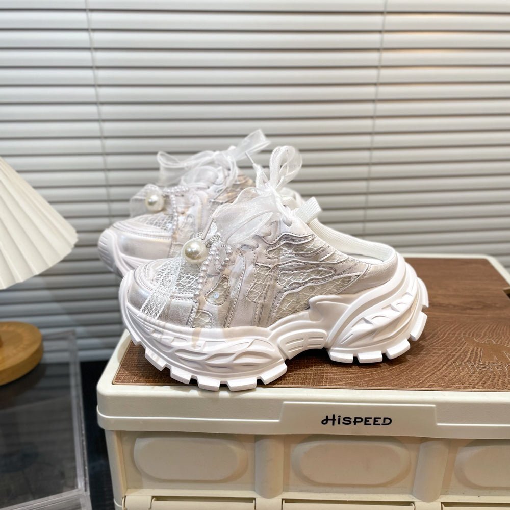 Pearl Lace Bow Baby Girl Daddy Shoes - BaBy's World