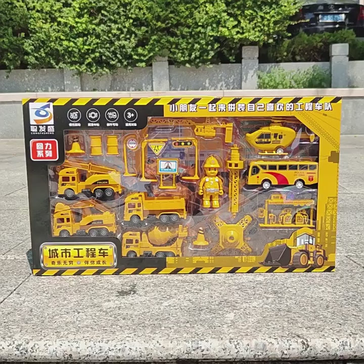 Big gift box back force simulation city engineering vehicle scene set boys educational institutions gifts children's toys wholesale video 1