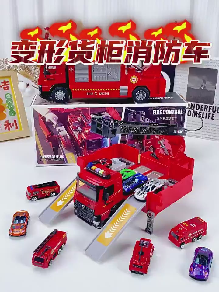 Hot-Selling Large Fire Truck Toy for Boys, Ladder Truck, Transforming Water Spray Children's Set, Car Toy for 2-3 Years Old, Wholesale video 1