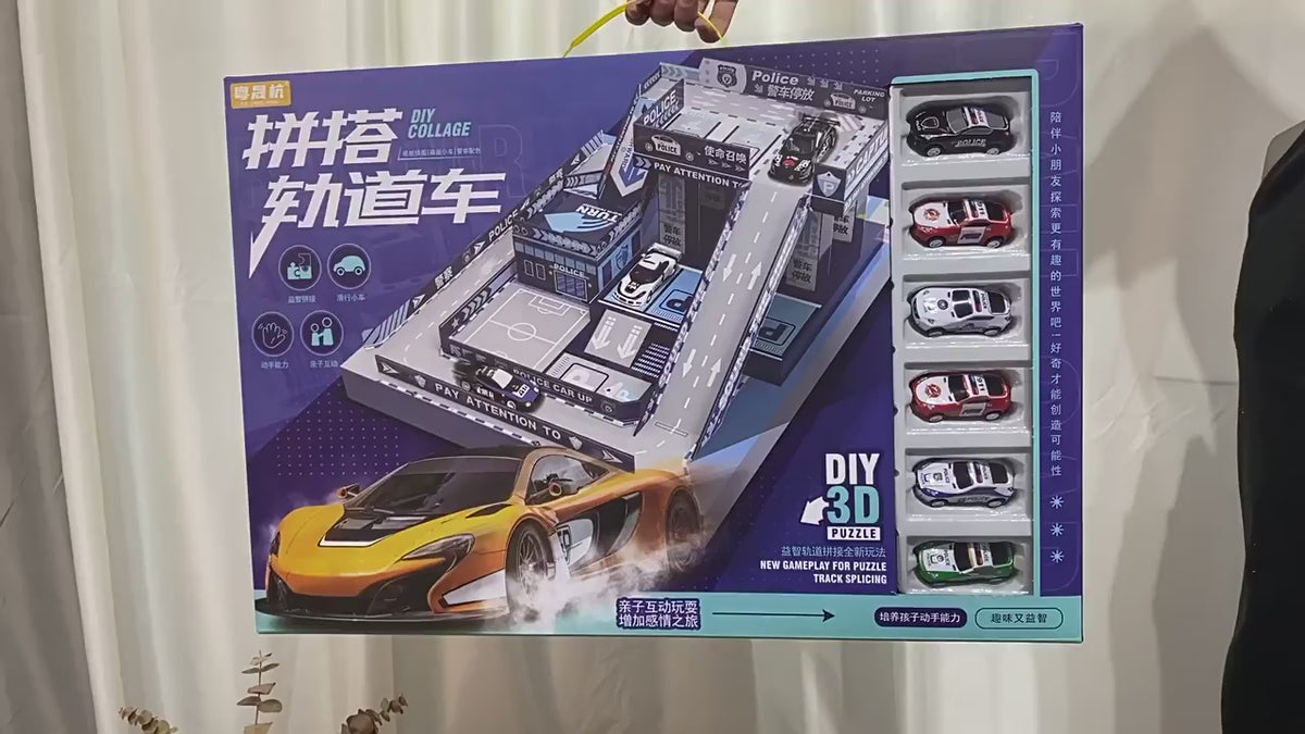 Training Institution Children's Educational Toys Puzzle Illustration Track Car Scene Parking Lot Large Gift Box Toy Car Wholesale video 1