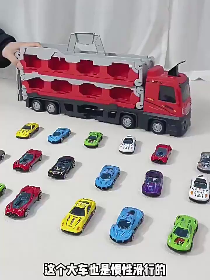2026 children's toy car for boys aged 3 to 6, alloy transforming large truck with launch track, educational birthday gift4.0 video 1