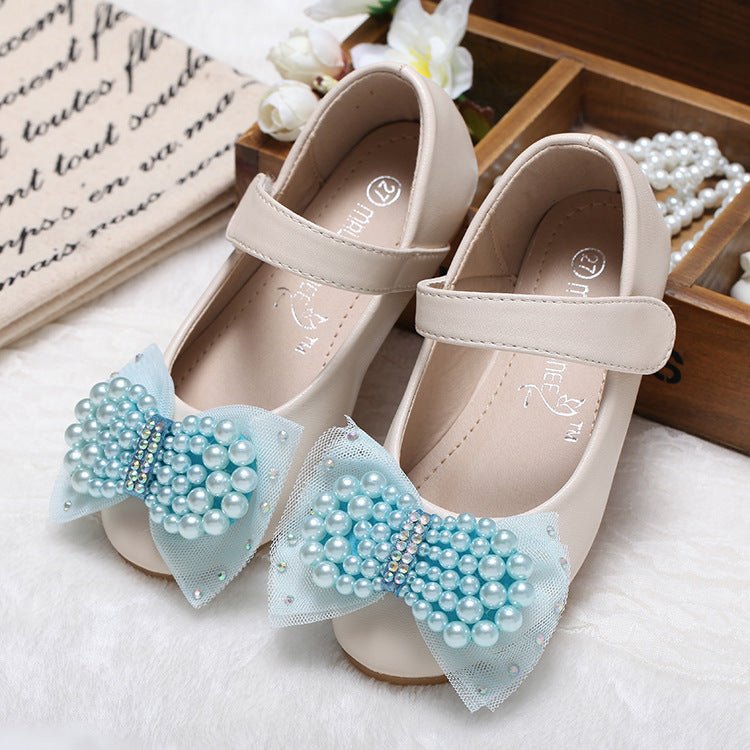 Princess Shoes Girls' Pearl Bow Leather Shoes Wedding Shoes - BaBy's World