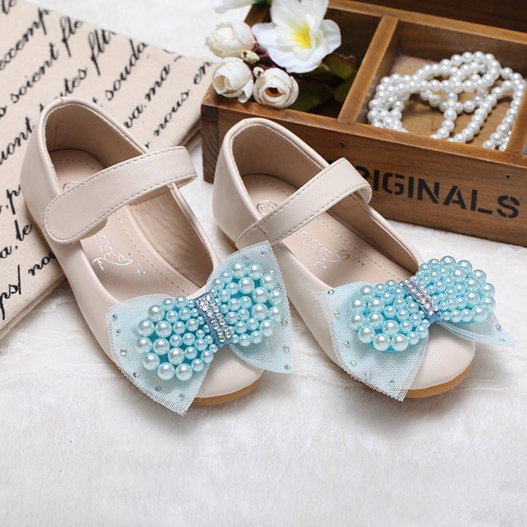 Princess Shoes Girls' Pearl Bow Leather Shoes Wedding Shoes - BaBy's World