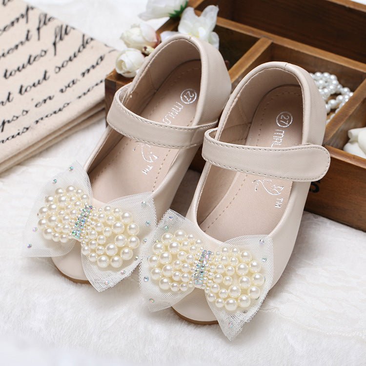 Princess Shoes Girls' Pearl Bow Leather Shoes Wedding Shoes - BaBy's World