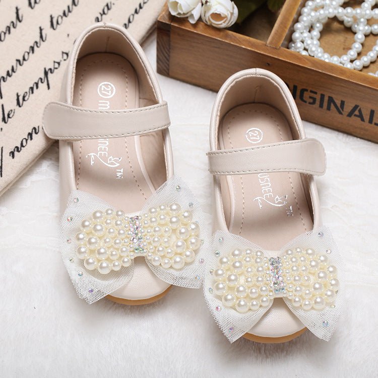 Princess Shoes Girls' Pearl Bow Leather Shoes Wedding Shoes - BaBy's World