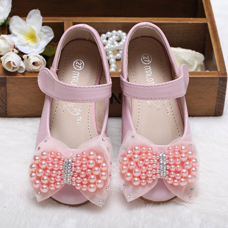 Princess Shoes Girls' Pearl Bow Leather Shoes Wedding Shoes - BaBy's World