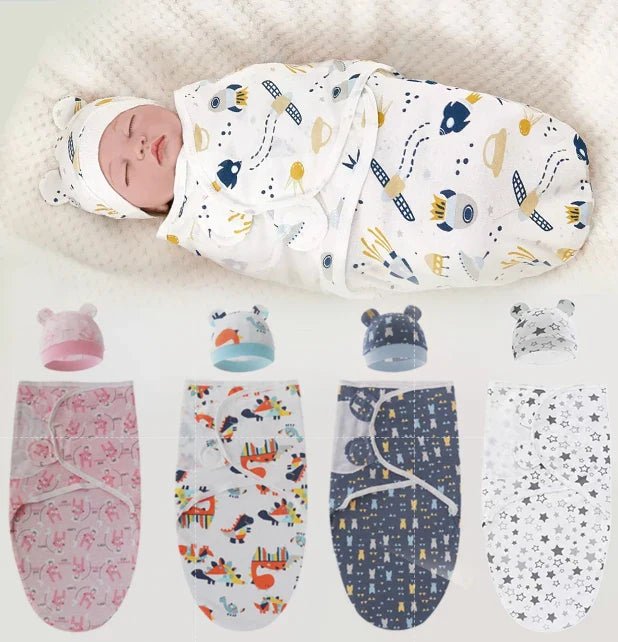 Pure cotton skin-friendly newborn baby wrap, easy to wear with, easy to change diapers, with a cap, give baby more protection - BaBy's World