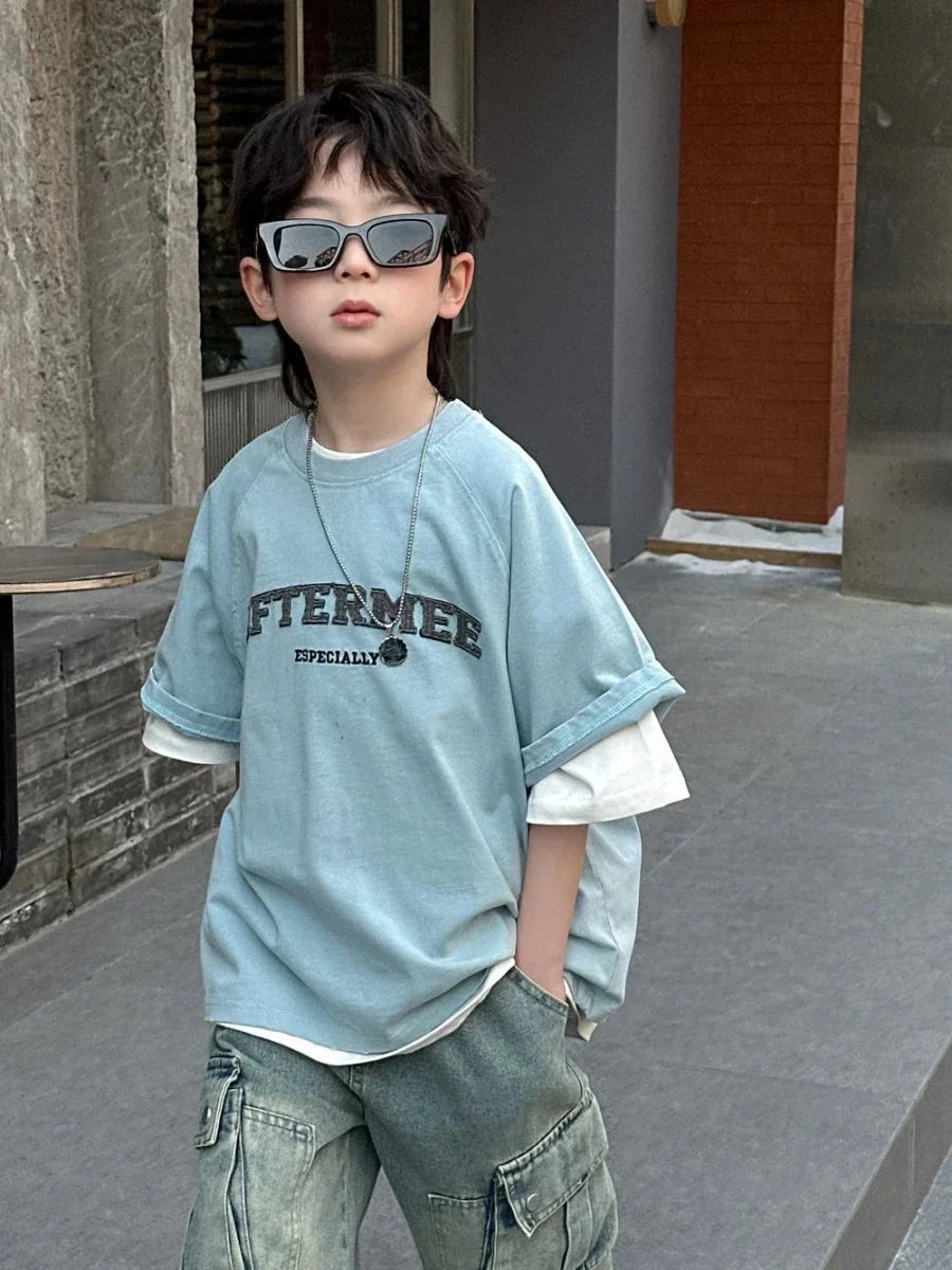 Spring Summer New Children's Short Sleeve T-shirt - Mom & Kids