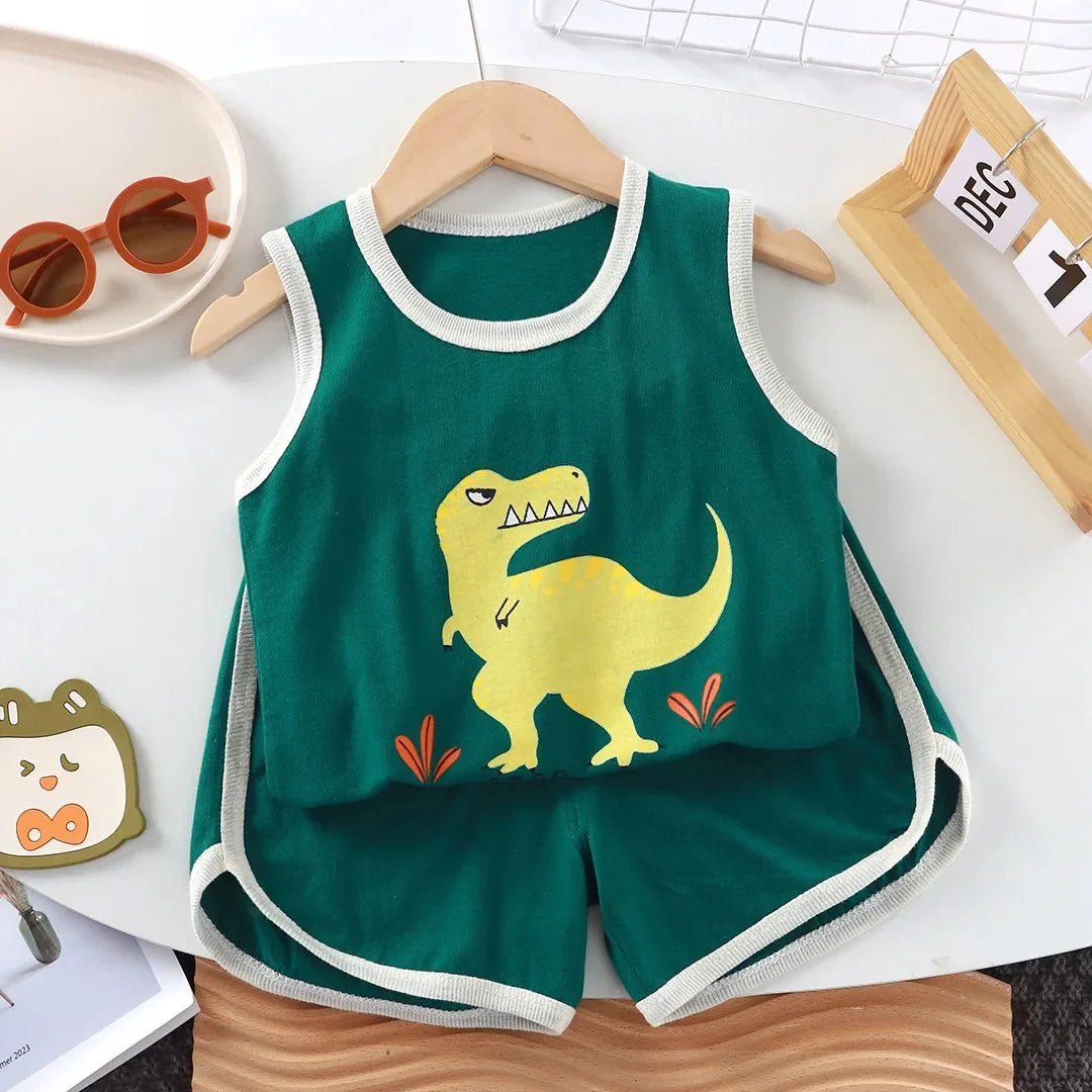 Summer baby boy clothes outfits sets vest T-shirt top+shorts sports suit for toddler infant boys clothing baby wear sets coats - Mom & Kids