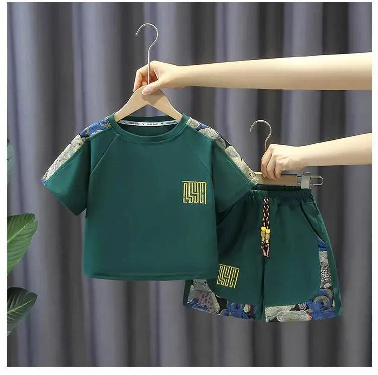 Summer Boy Clothes - Summer Baby Boy Clothes Set Children Girls Fashion Bear Printed T-shirts and Shorts 2pcs Suit Kid
