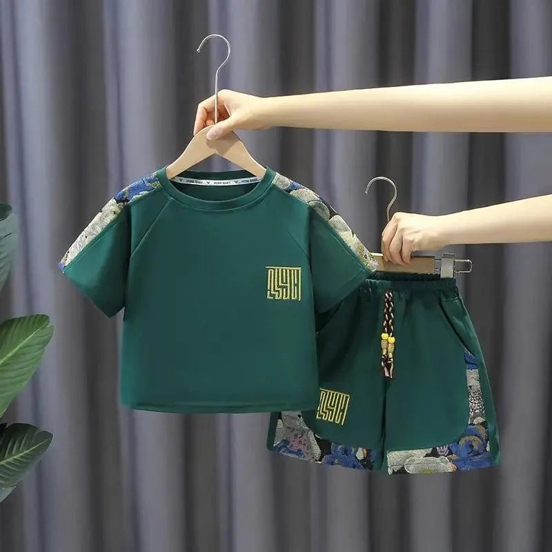 Summer Boy Clothes - Summer Baby Boy Clothes Set Children Girls Fashion Bear Printed T-shirts and Shorts 2pcs Suit Kid