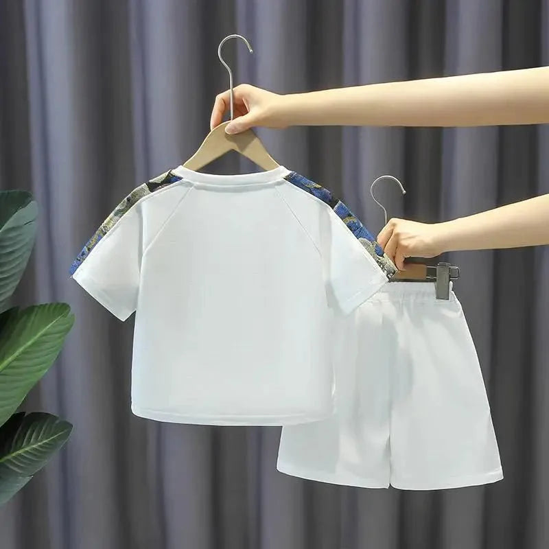 Summer Boy Clothes - Summer Baby Boy Clothes Set Children Girls Fashion Bear Printed T-shirts and Shorts 2pcs Suit Kid