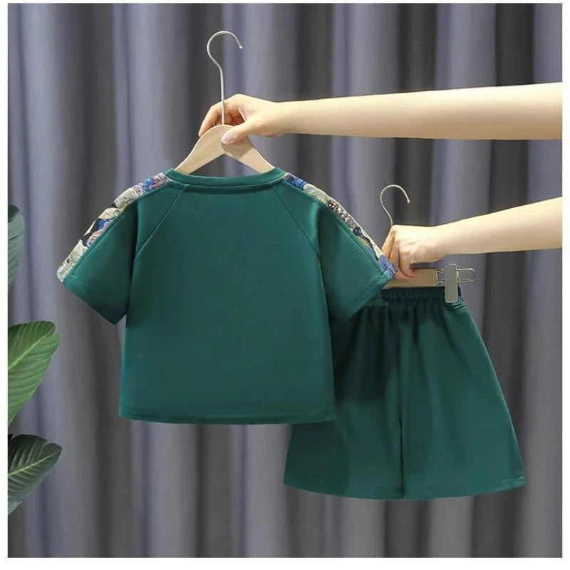 Summer Boy Clothes - Summer Baby Boy Clothes Set Children Girls Fashion Bear Printed T-shirts and Shorts 2pcs Suit Kid