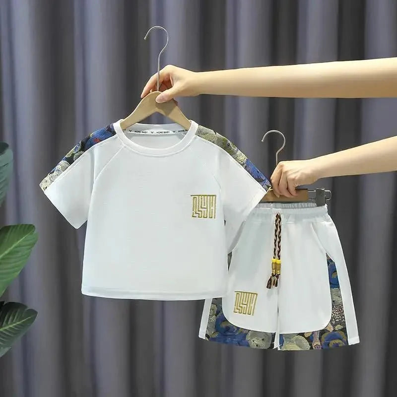 Summer Boy Clothes - Summer Baby Boy Clothes Set Children Girls Fashion Bear Printed T-shirts and Shorts 2pcs Suit Kid