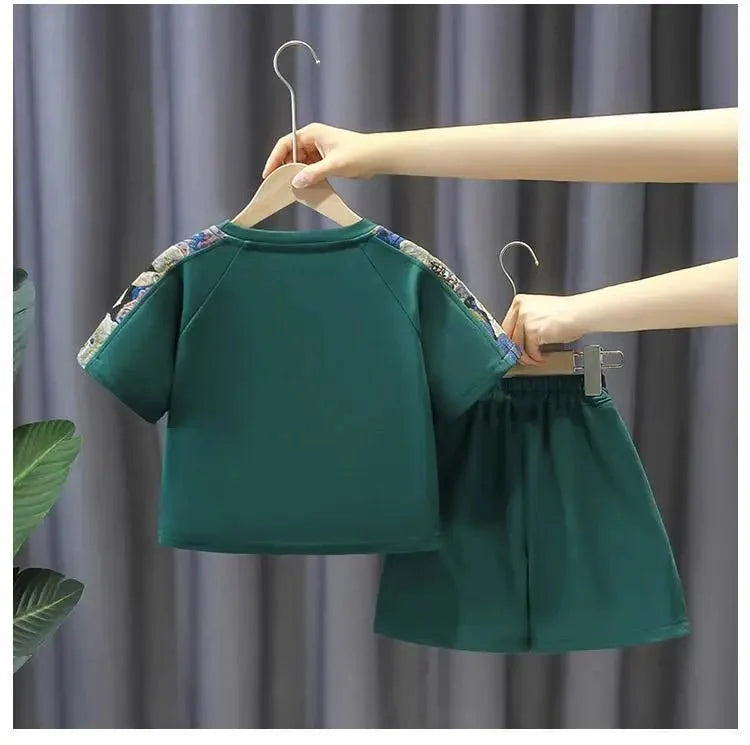 Summer Boy Clothes - Summer Baby Boy Clothes Set Children Girls Fashion Bear Printed T-shirts and Shorts 2pcs Suit Kid
