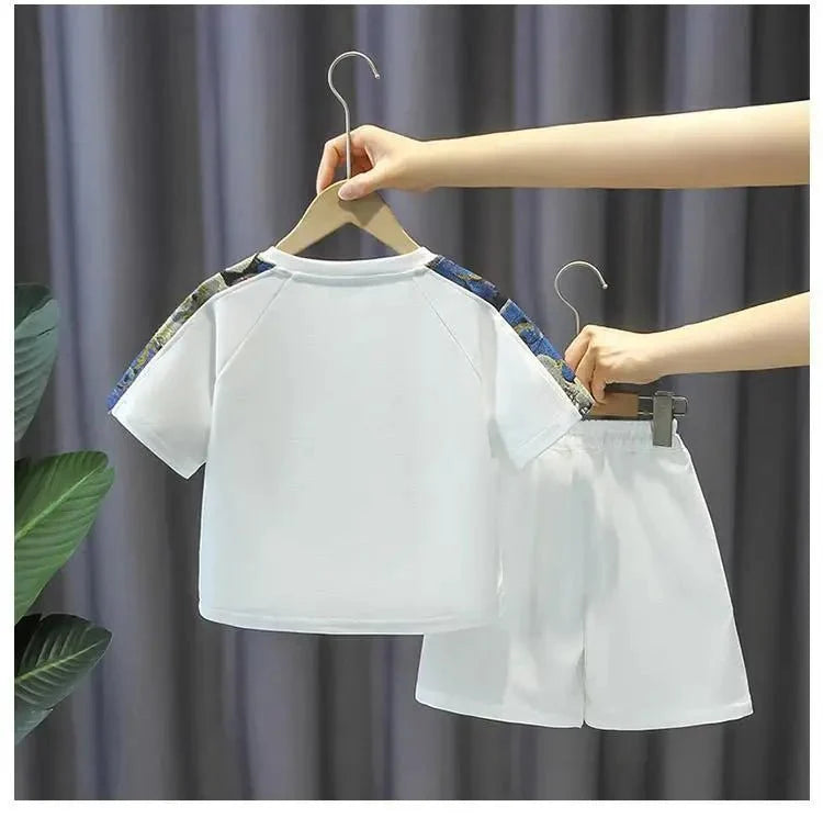 Summer Boy Clothes - Summer Baby Boy Clothes Set Children Girls Fashion Bear Printed T-shirts and Shorts 2pcs Suit Kid