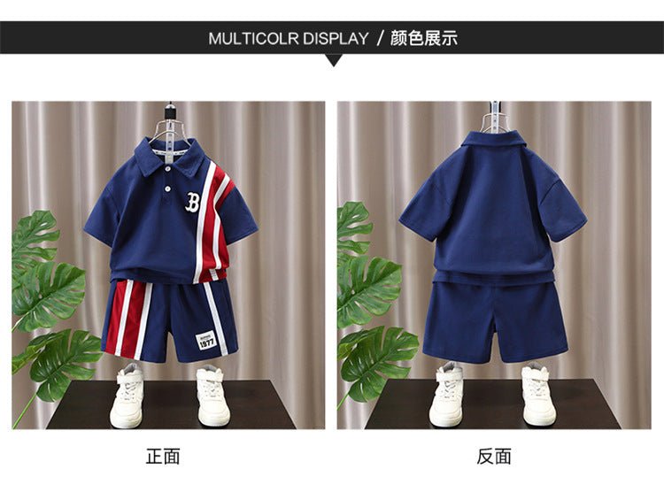 Summer Boys Clothes - Summer Baby Boys Clothes Suits Kids Patchwork POLO Shirts and Shorts 2pcs Suit Children Short Sleeve