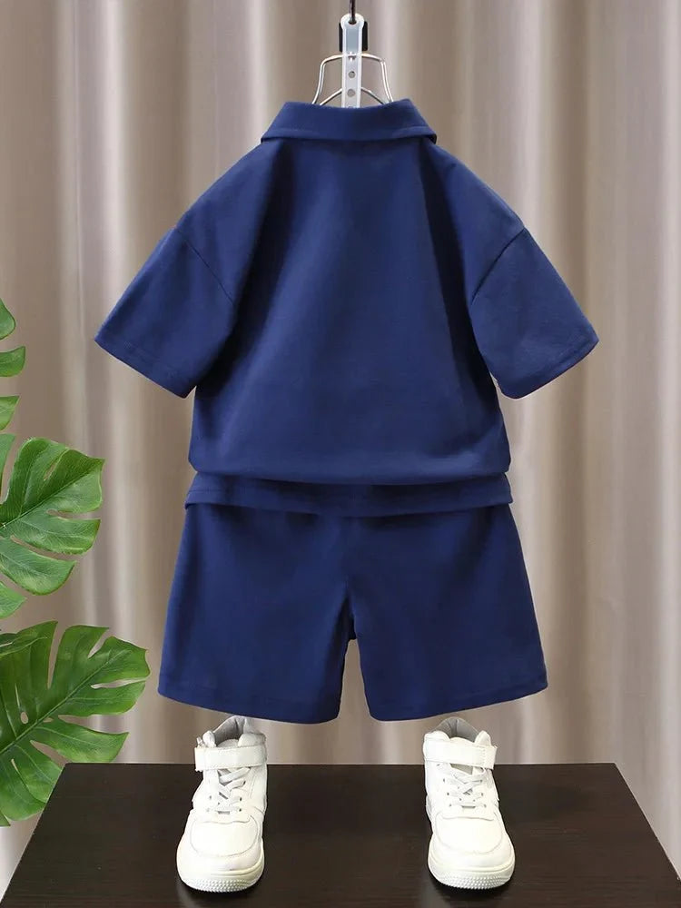 Summer Boys Clothes - Summer Baby Boys Clothes Suits Kids Patchwork POLO Shirts and Shorts 2pcs Suit Children Short Sleeve