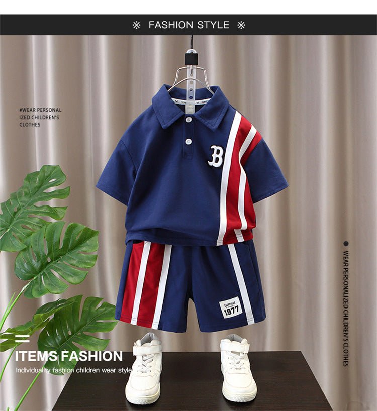 Summer Boys Clothes - Summer Baby Boys Clothes Suits Kids Patchwork POLO Shirts and Shorts 2pcs Suit Children Short Sleeve