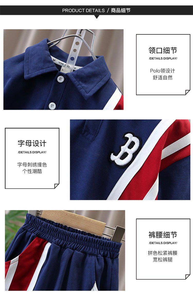 Summer Boys Clothes - Summer Baby Boys Clothes Suits Kids Patchwork POLO Shirts and Shorts 2pcs Suit Children Short Sleeve