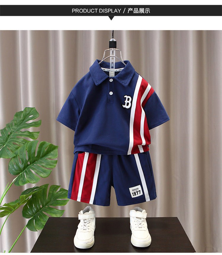 Summer Boys Clothes - Summer Baby Boys Clothes Suits Kids Patchwork POLO Shirts and Shorts 2pcs Suit Children Short Sleeve