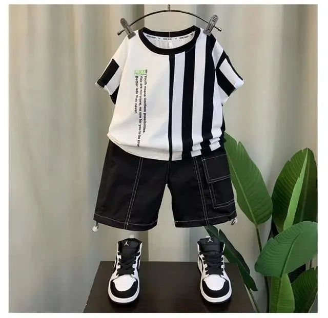 Summer Boy Clothing Suit New Children's Clothes Set Boys Short Sleeve T-Shirt Shorts - Boys Summer & Party Dresses - Baby's