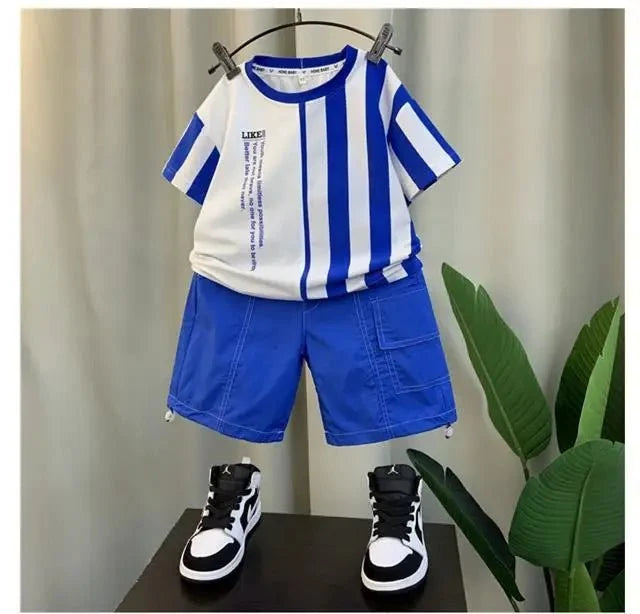 Summer Boy Clothing Suit New Children's Clothes Set Boys Short Sleeve T-Shirt Shorts - Boys Summer & Party Dresses - Baby's