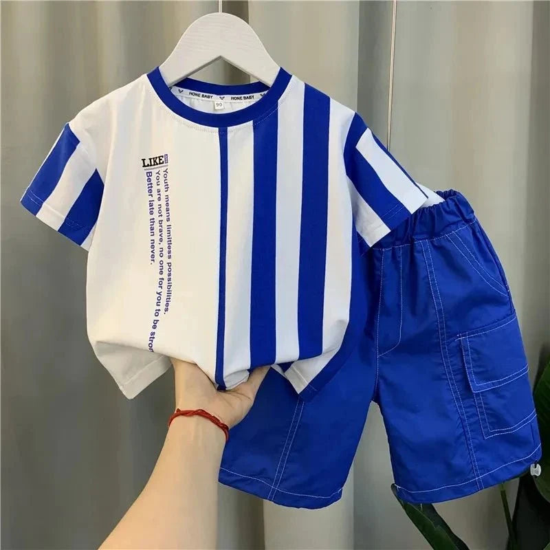 Summer Boy Clothing Suit New Children's Clothes Set Boys Short Sleeve T-Shirt Shorts - Boys Summer & Party Dresses - Baby's