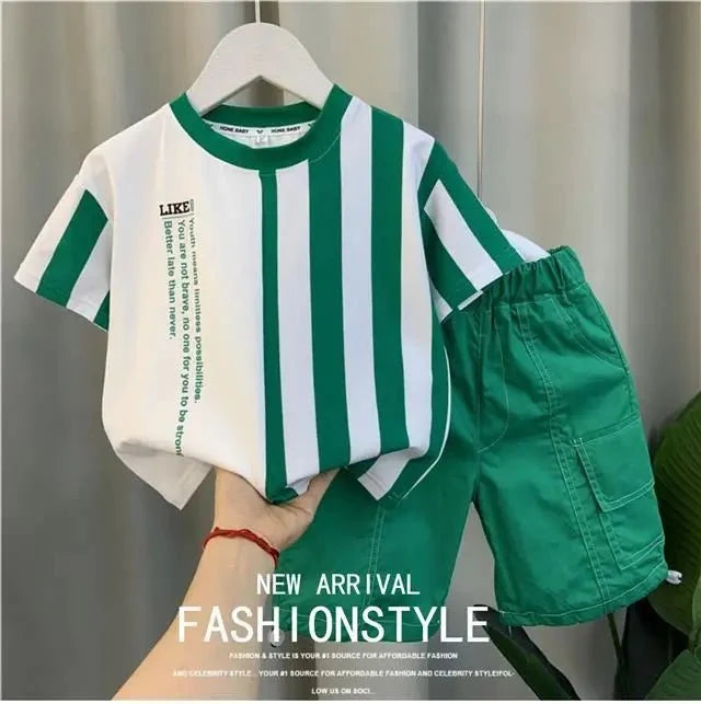 Summer Boy Clothing Suit New Children's Clothes Set Boys Short Sleeve T-Shirt Shorts - Boys Summer & Party Dresses - Baby's
