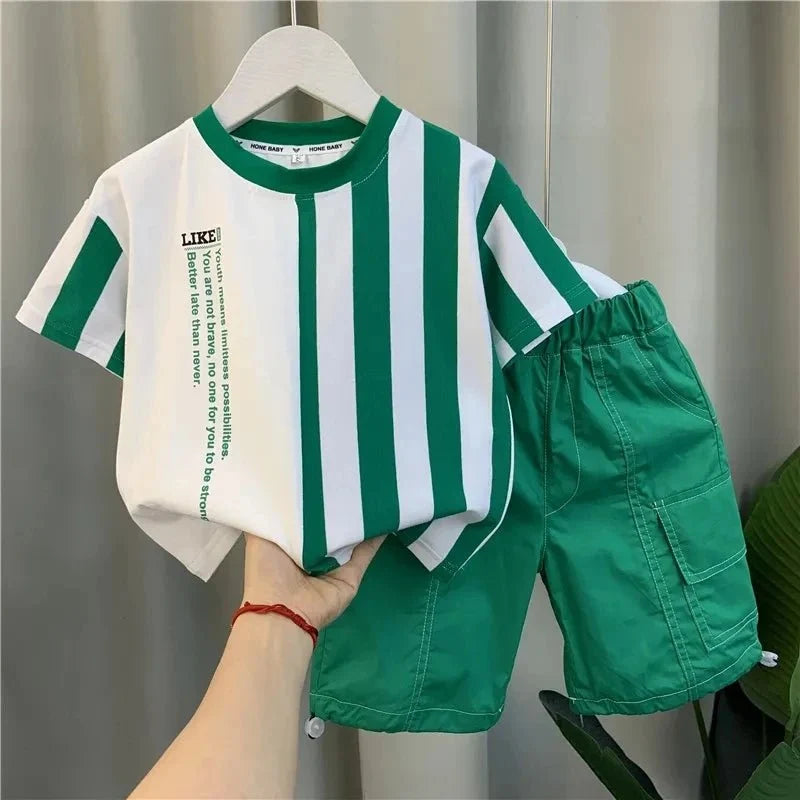 Summer Boy Clothing Suit New Children's Clothes Set Boys Short Sleeve T-Shirt Shorts - Boys Summer & Party Dresses - Baby's