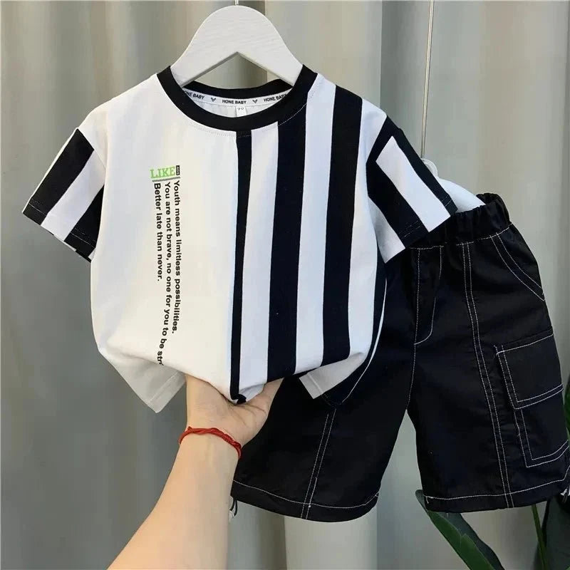 Summer Boy Clothing Suit New Children's Clothes Set Boys Short Sleeve T-Shirt Shorts - Boys Summer & Party Dresses - Baby's