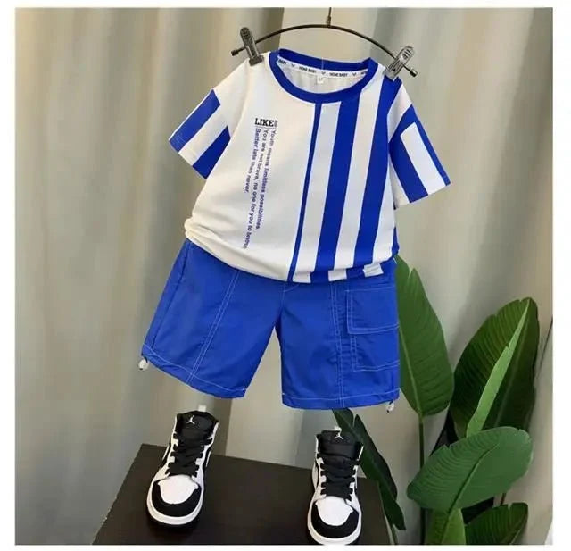 Summer Boy Clothing Suit New Children's Clothes Set Boys Short Sleeve T-Shirt Shorts - Boys Summer & Party Dresses - Baby's