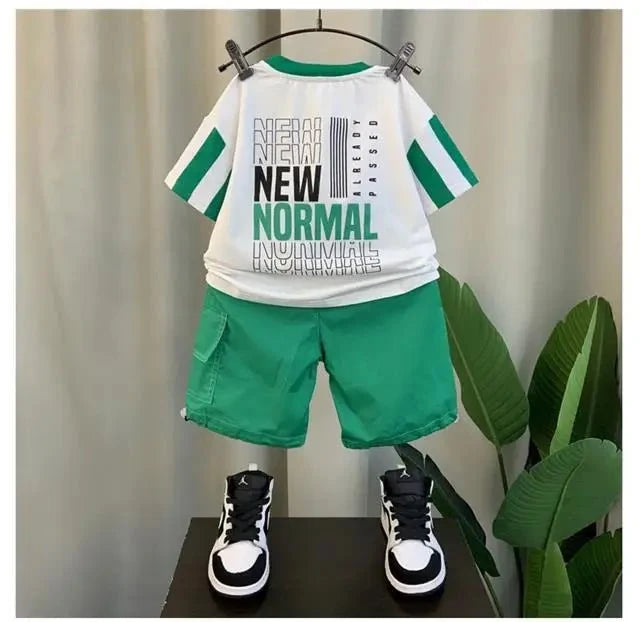 Summer Boy Clothing Suit New Children's Clothes Set Boys Short Sleeve T-Shirt Shorts - Boys Summer & Party Dresses - Baby's