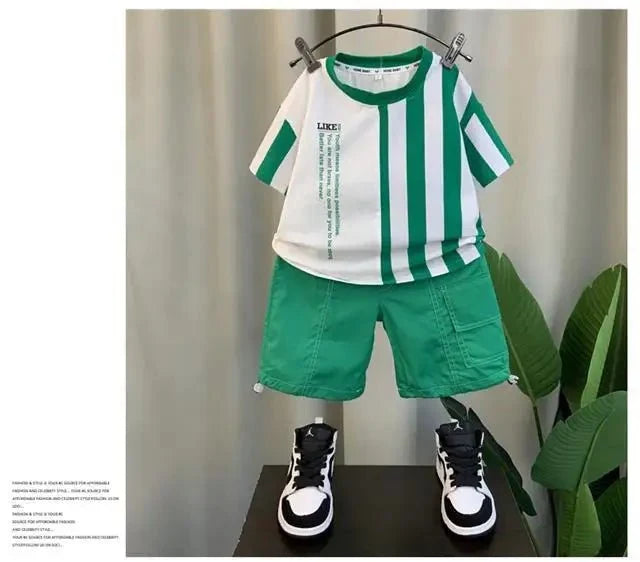 Summer Boy Clothing Suit New Children's Clothes Set Boys Short Sleeve T-Shirt Shorts - Boys Summer & Party Dresses - Baby's