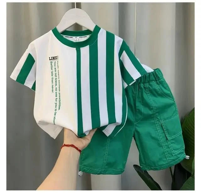 Summer Boy Clothing Suit New Children's Clothes Set Boys Short Sleeve T-Shirt Shorts - Boys Summer & Party Dresses - Baby's