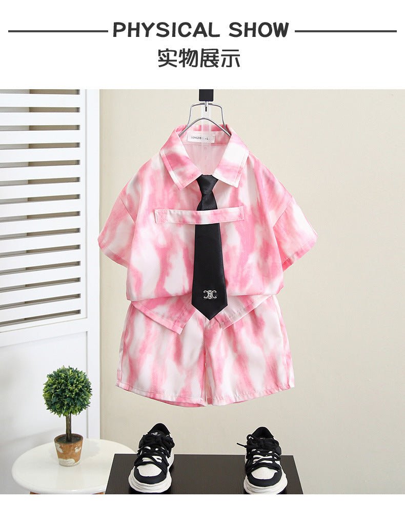 Summer Boys Clothes Suit Fashion Children's Shirt+Shorts 2Pcs/Set Toddler Wedding Party Suit Kids Vacation Outfit 2-11 Years