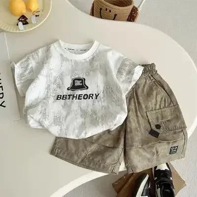 Summer Children Clothes Boys Girls Short-sleeved Striped T-shirt +Shorts 2Pcs Set Babies Fashion Round Neck Outfits Kids Suits - Mom & Kids