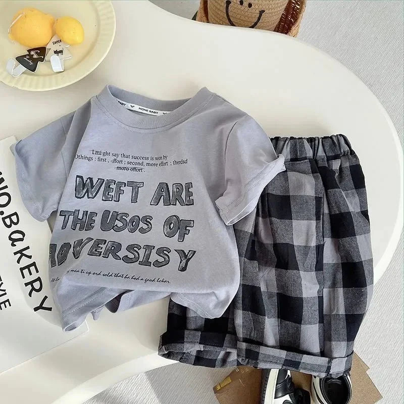 Summer Children Clothes Boys Girls Short-sleeved Striped T-shirt +Shorts 2Pcs Set Babies Fashion Round Neck Outfits Kids Suits - Mom & Kids