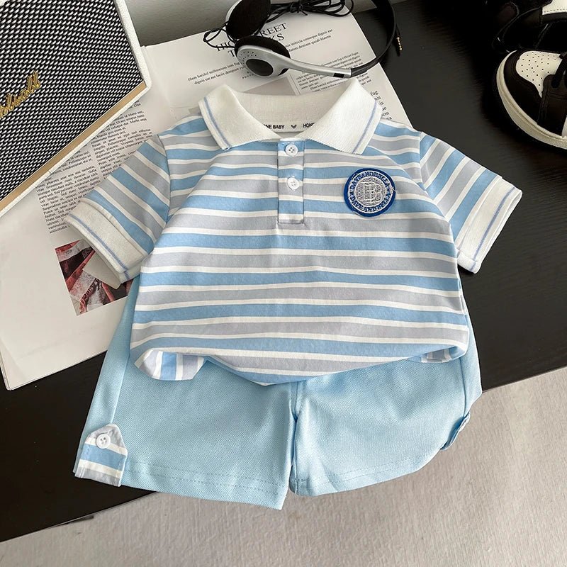 Summer Children Suits Boys Girls Short-sleeved Striped T-shirt +Shorts 2pcs/Set Babies Fashion Tracksuits Kids Casual