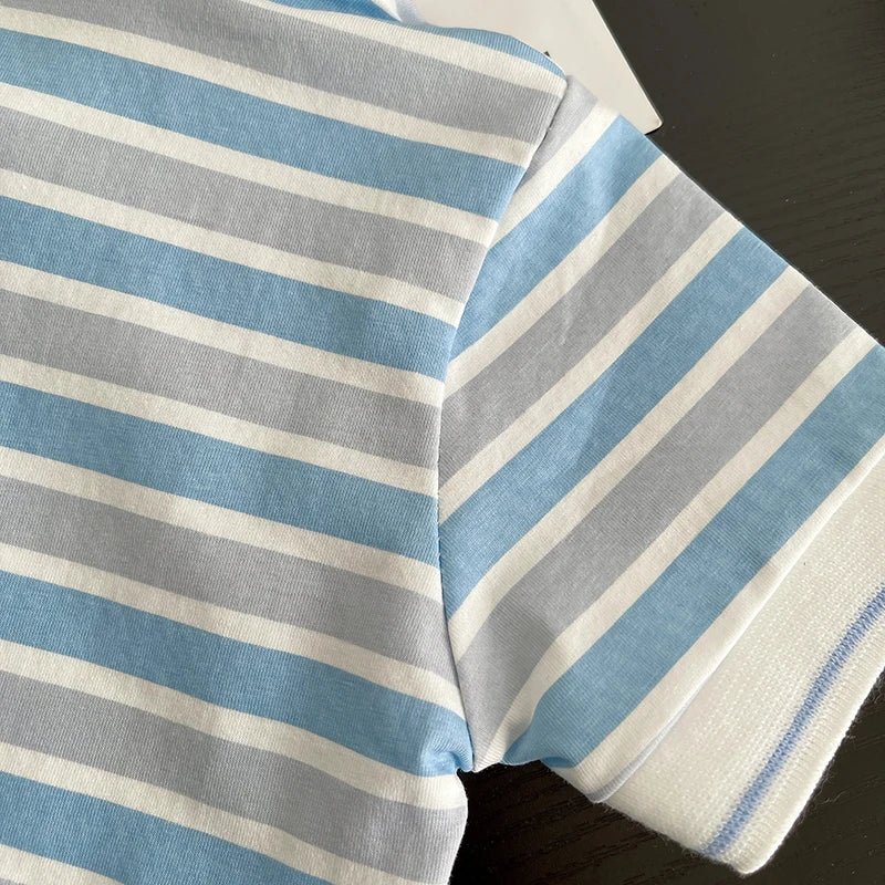 Summer Children Suits Boys Girls Short-sleeved Striped T-shirt +Shorts 2pcs/Set Babies Fashion Tracksuits Kids Casual