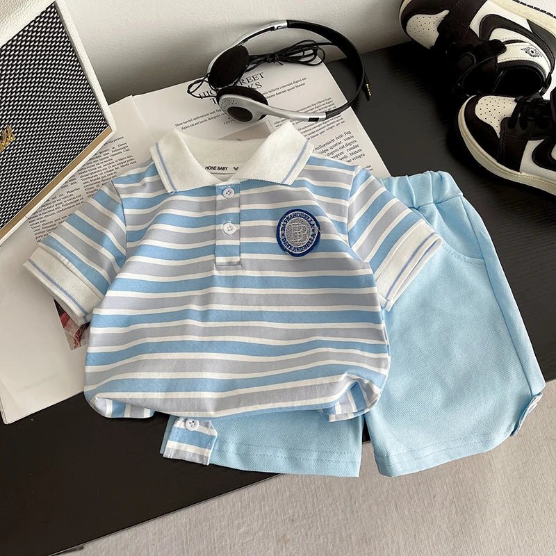 Summer Children Suits Boys Girls Short-sleeved Striped T-shirt +Shorts 2pcs/Set Babies Fashion Tracksuits Kids Casual