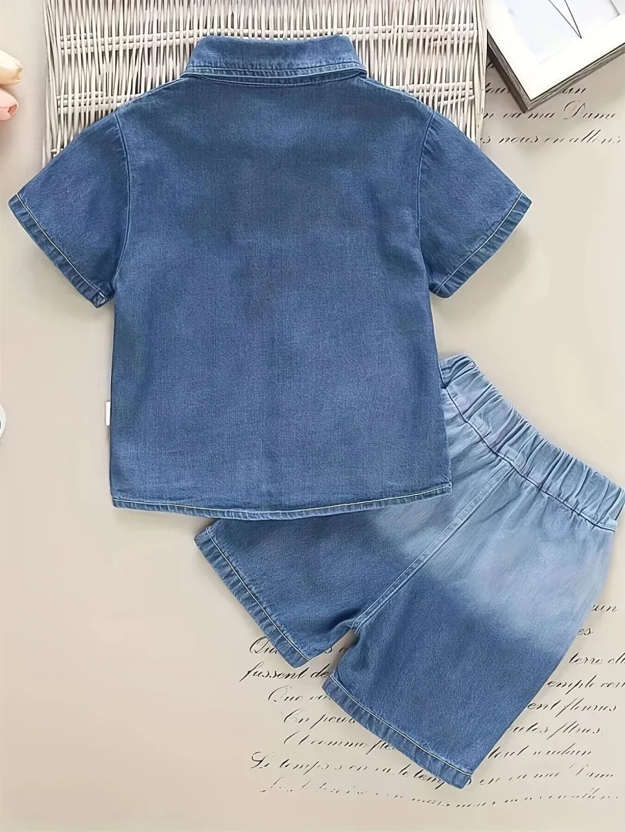 Summer Children Clothing - Summer Children's clothing denim suit for the baby T-shirt and jeans Two-piece set - Boys Summer
