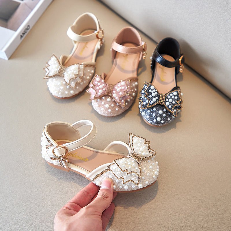 Summer Girls Pearl Bow Princess Shallow Mouth Pumps - BaBy's World