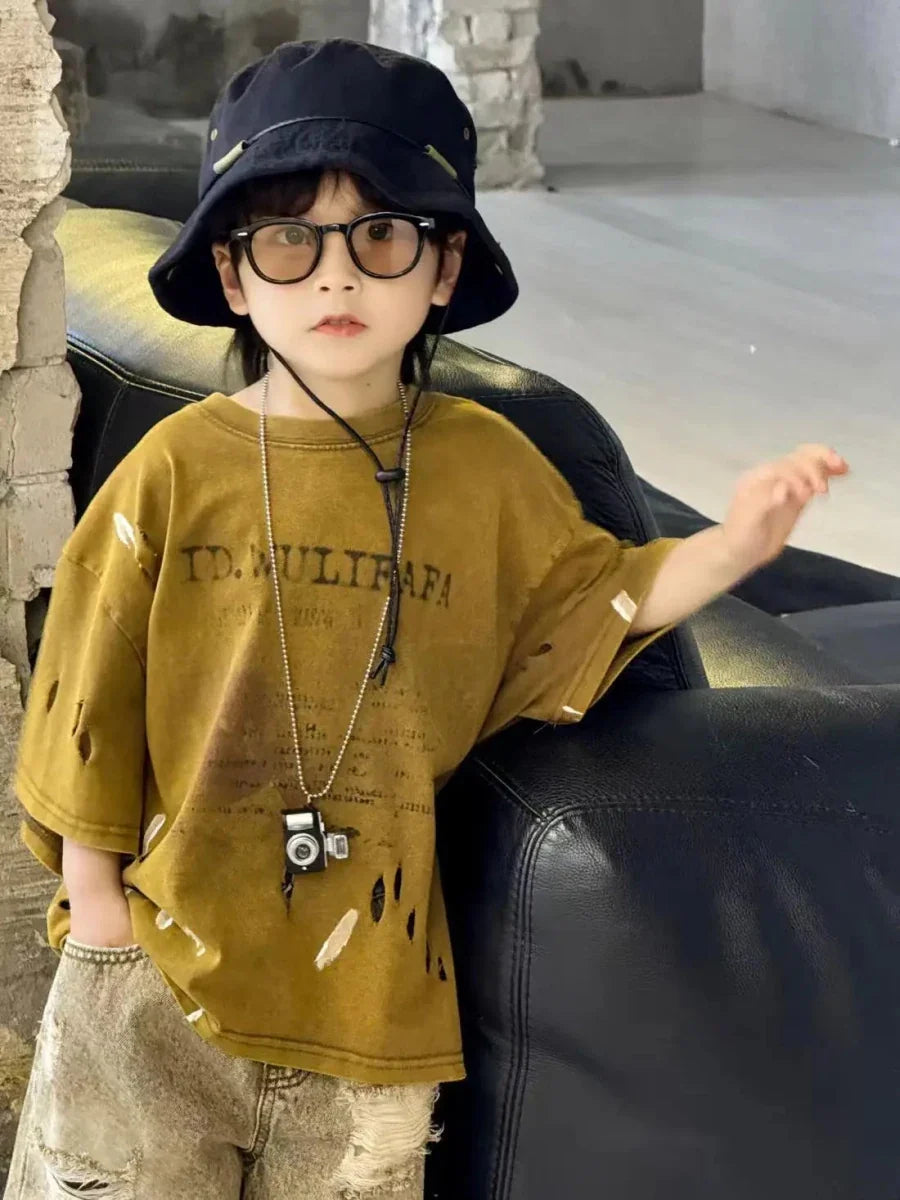 Summer Outfit New Perforated Denim Shorts Children's Clothing - Boys Summer & Party Dresses - Baby's World (view 9)