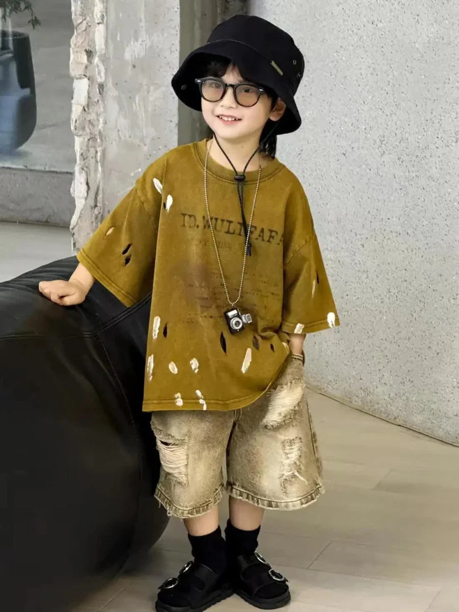 Summer Outfit New Perforated Denim Shorts Children's Clothing - Boys Summer & Party Dresses - Baby's World (view 11)