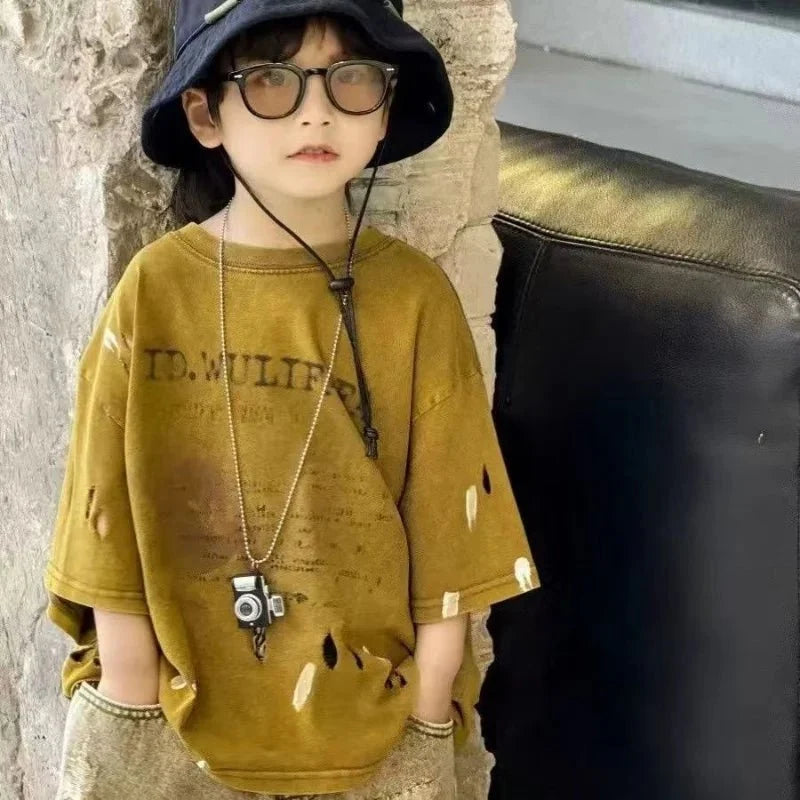 Summer Outfit New Perforated Denim Shorts Children's Clothing - Boys Summer & Party Dresses - Baby's World (view 19)
