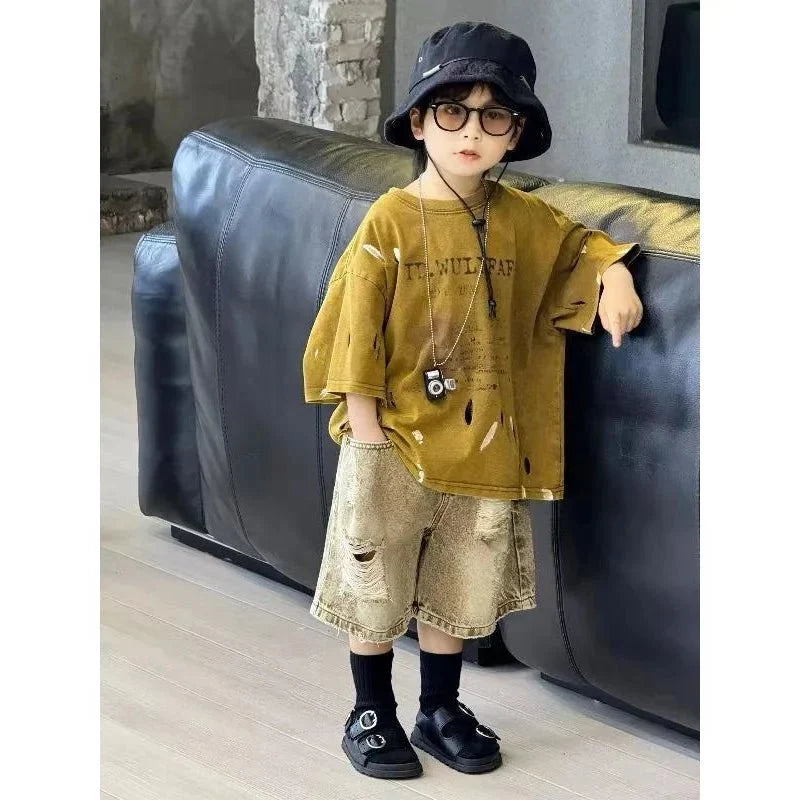 Summer Outfit New Perforated Denim Shorts Children's Clothing - Boys Summer & Party Dresses - Baby's World (view 20)
